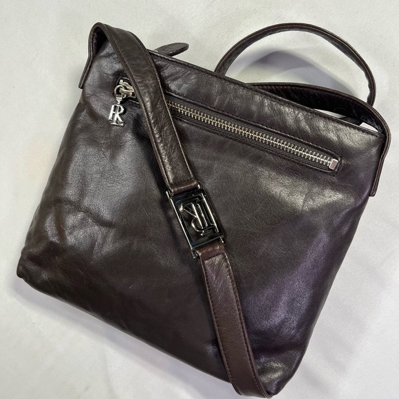 Ralph Lauren Handbags - Ralph Lauren Vintage Brown Leather Crossbody Shoulder Bag Purse Silver Hardware